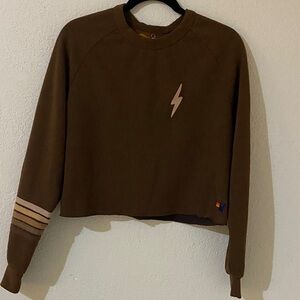 AV BOLT RUGBY STITCH CROPPED CREW SWEATSHIRT - CHOCOLATE // ESPRESSO sold out